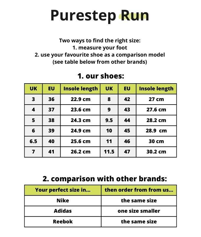 Free run size chart shop